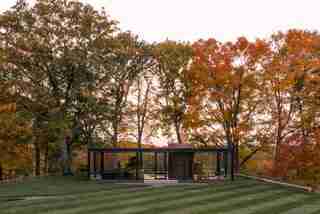 Philip Johnson’s Glass House in the Glow of Autumn